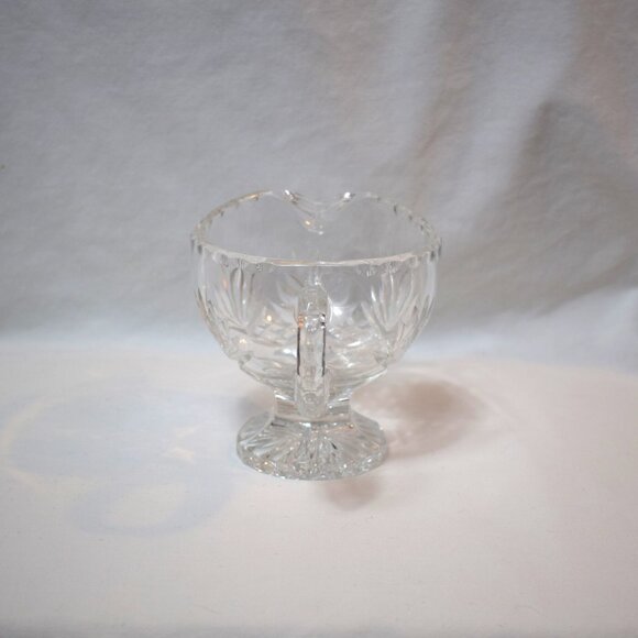 Vintage Heavy Lead Crystal Pineapple Star Gravy Boat Footed Pitcher - Picture 4 of 5